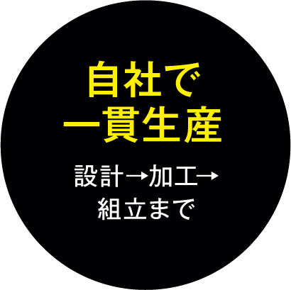 自社で一貫生産　設計→加工→組立まで